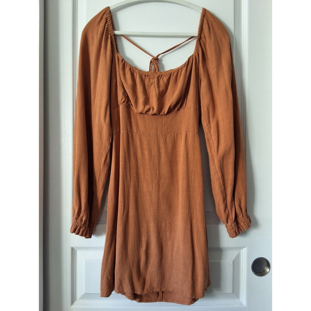 Forever 21 Large Long Sleeve Mini Dress Boho Peasant Puff Sleeve‎ Cottage Core - Picture 3 of 7